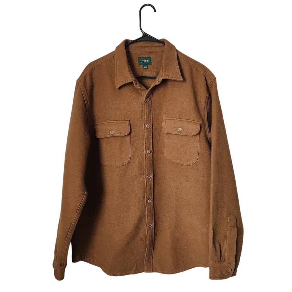 J.CREW Heavyweight Chamois Shirt Jacket L Brown Thick Utility Shacket Gorpcore